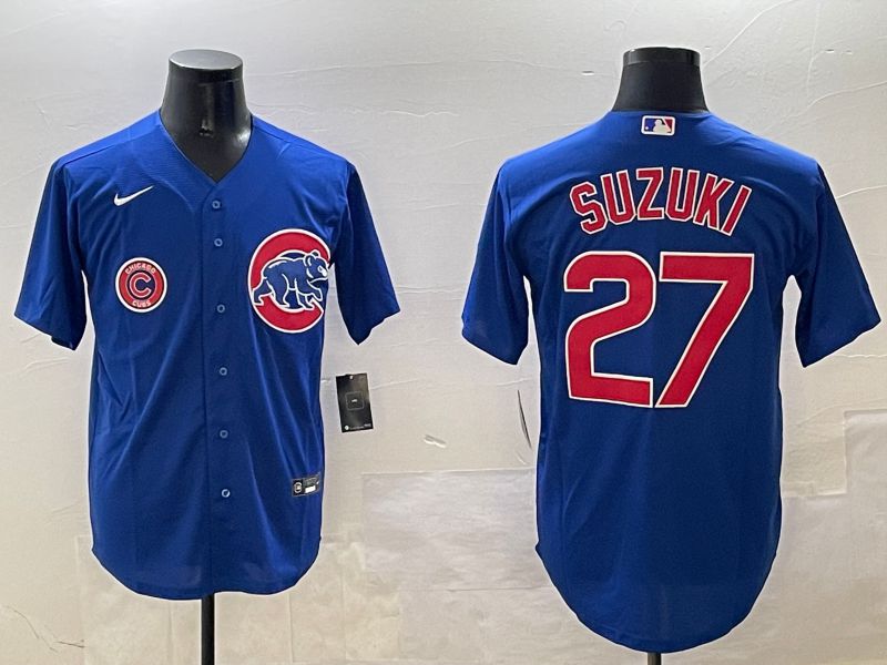 Men Chicago Cubs #27 Suzuki Blue Game 2025 Nike MLB Jersey style 5